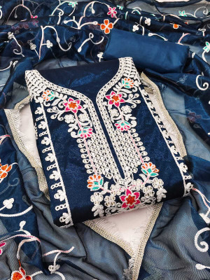 Mahakal Tex Chanderi Embroidered Salwar Suit Material