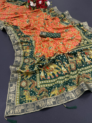 DHYEY CREATION Silk Blend Printed Blouse Material