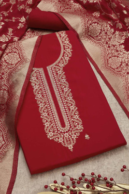 soch Silk Blend Embroidered Salwar Suit Material