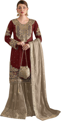 DEVAANSHFAB Georgette Embroidered Salwar Suit Material