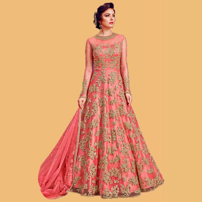 ADOLTEXTILE Net/Lace Embroidered Gown/Anarkali Kurta & Bottom Material