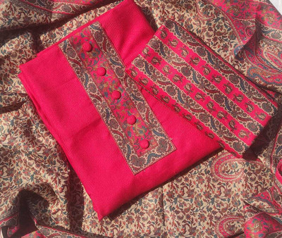 GC80 BY GAURI COLLECTION Wool Embroidered, Printed Salwar Suit Material