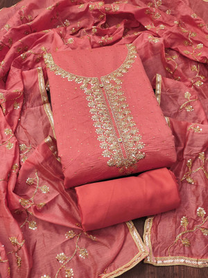 HouseOfCommon Chanderi Embroidered Salwar Suit Material