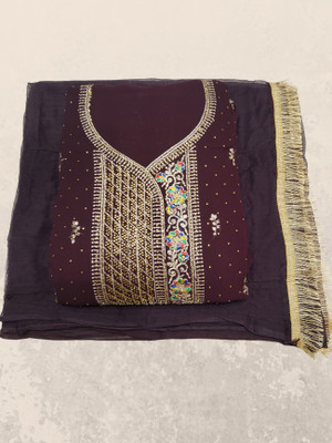Ethnesia Georgette Embroidered Kurta & Churidar Material