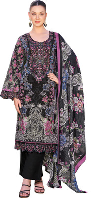 DRAVINAM Trends Pure Cotton Embroidered Salwar Suit Material