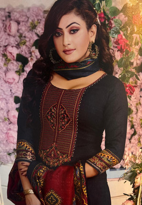 GUMBERTEXTILES Wool Printed Salwar Suit Material