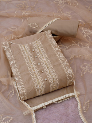 Tavas Chanderi Embroidered Salwar Suit Material