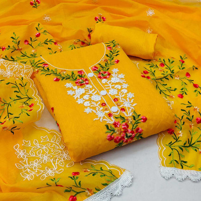 Vraj Textile Cotton Silk Checkered Kurta & Sharara Fabric