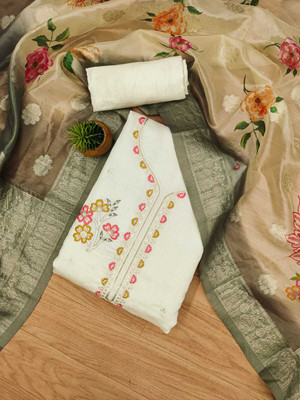 FASHIONNIKITA Silk Blend Embroidered Salwar Suit Material