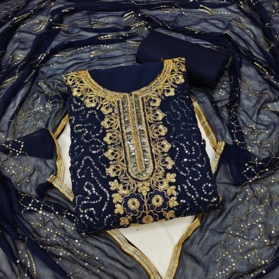 Om Creation Georgette Embellished Salwar Suit Material