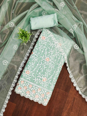 Blissta Organza Embroidered Salwar Suit Material