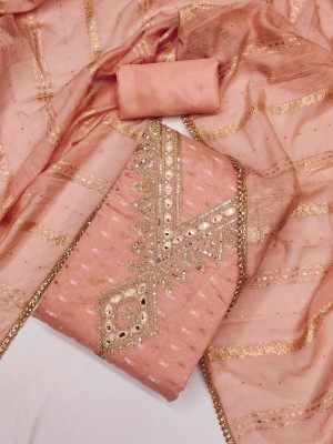 FLAPION CREATION Chanderi Embroidered Salwar Suit Material