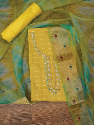 Jaipur Kurti Cotton Blend Embellished Salwar Suit Material