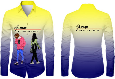 VMENTERPRISE Men Printed Casual Blue Shirt