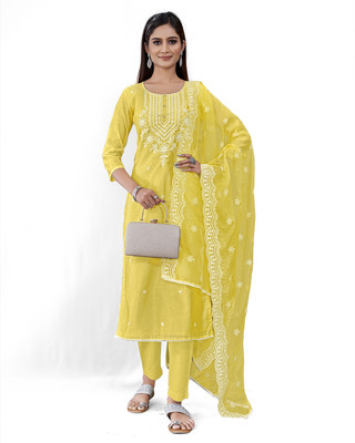 Tavas Chanderi Embroidered Salwar Suit Material