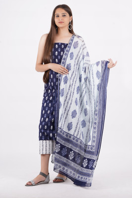 KWATCHI Pure Cotton Floral Print Salwar Suit Material