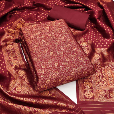 manvaa Silk Blend Printed Salwar Suit Material