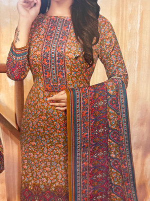 GUMBERTEXTILES Wool Printed Salwar Suit Material