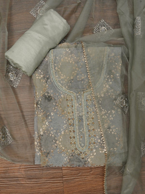 Jaipur Kurti Organza Embroidered Salwar Suit Material