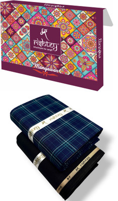 Rishtey Cotton Blend Solid, Checkered Shirt & Trouser Fabric