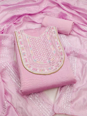 haranozy Chanderi Embroidered Salwar Suit Material
