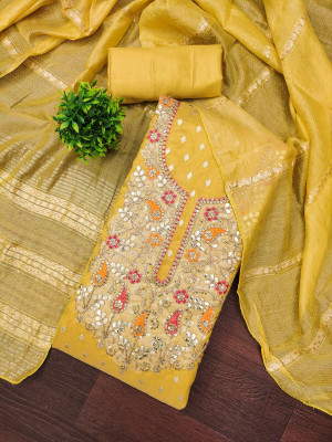 TNT Silk Blend Embroidered Salwar Suit Material