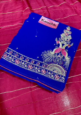 Kaushk Georgette Embroidered Kurta & Patiyala Material
