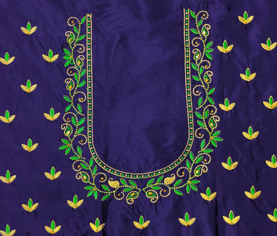RAJVILASH Pure Silk Embroidered Blouse Material