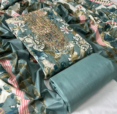 Printchoice Pure Cotton Embroidered Salwar Suit Material