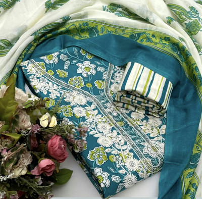 SILKORA Pure Cotton Embroidered Salwar Suit Material