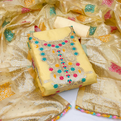Blissta Organza Self Design Salwar Suit Material