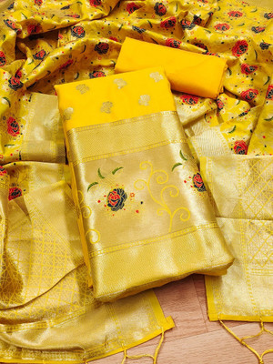 ETHANIC VILLA Art Silk Self Design Salwar Suit Material