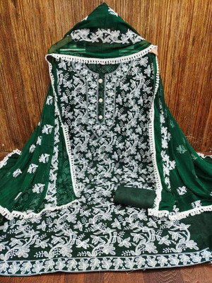 NIDHI'S FASHION Chanderi Embroidered Salwar Suit Material