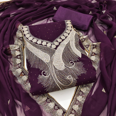 manvaa Georgette Embellished Salwar Suit Material
