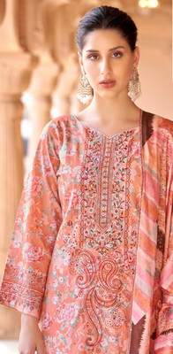 DRAVINAM Trends Pure Cotton Embroidered Salwar Suit Material