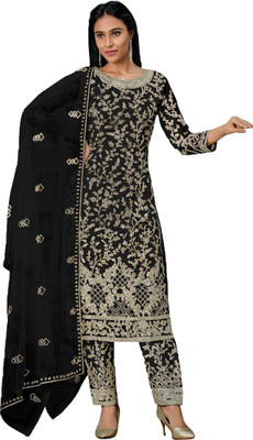 IYALAFAB Net/Lace Embroidered Salwar Suit Material