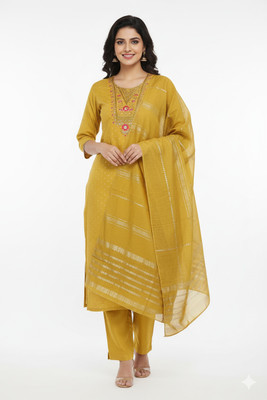 rajgharan nx Chanderi Embroidered Salwar Suit Material