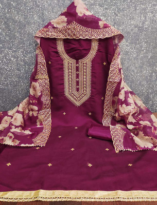 JAKHITARA Pure Silk Embroidered Salwar Suit Material