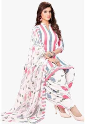 EverEthnic Cotton Blend Self Design Salwar Suit Material