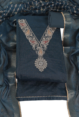 Tavas Cotton Blend Embroidered Salwar Suit Material