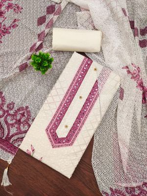 manvaa Cotton Silk Embroidered Salwar Suit Material