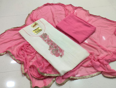 LAKSHVIKA FASHION Cotton Silk Embroidered Salwar Suit Material