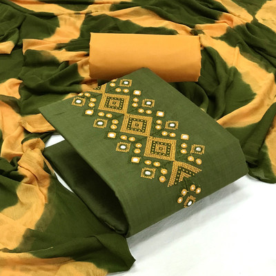 VAANITEXTILE Cotton Blend Embroidered, Embellished Salwar Suit Material