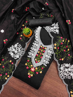 Blissta Cotton Blend Embroidered Salwar Suit Material
