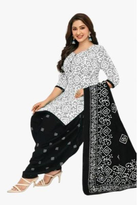 EverEthnic Cotton Blend Self Design Salwar Suit Material