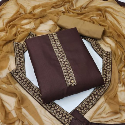 SG CREATION Cotton Blend Solid, Embroidered Kurta Fabric