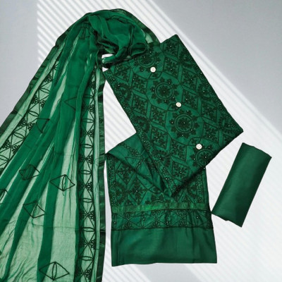 BJM ENTERPRISE Cotton Blend Embroidered Kurta & Churidar Material