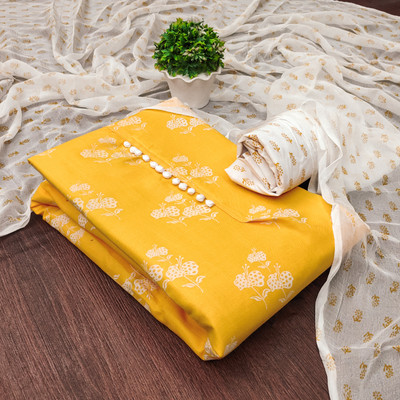 manvaa Cotton Blend Printed Salwar Suit Material
