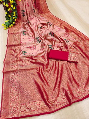 Kanjivaram Jacquard Solid, Printed Blouse Material