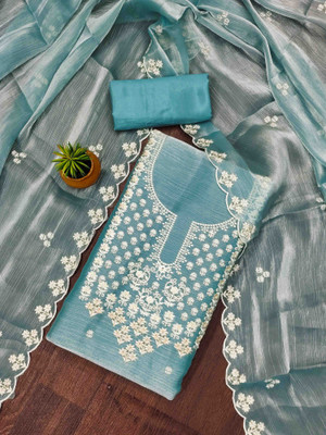 Blissta Silk Blend Embroidered Salwar Suit Material